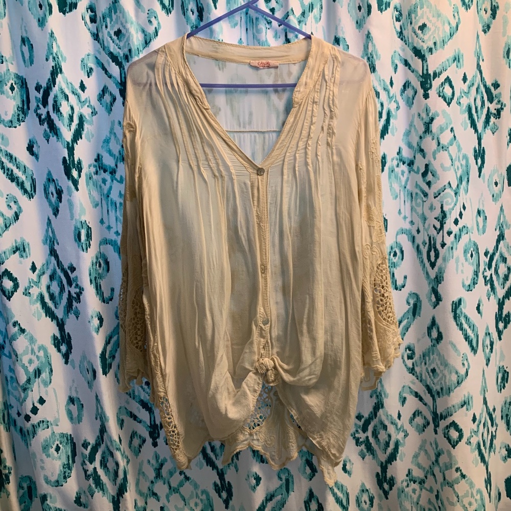 Sheer silky Boho top